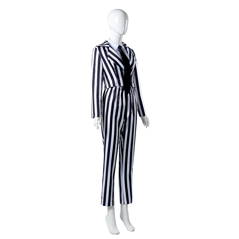 Beetlejuice Women Striped Suit Cosplay Costume Formal Attire