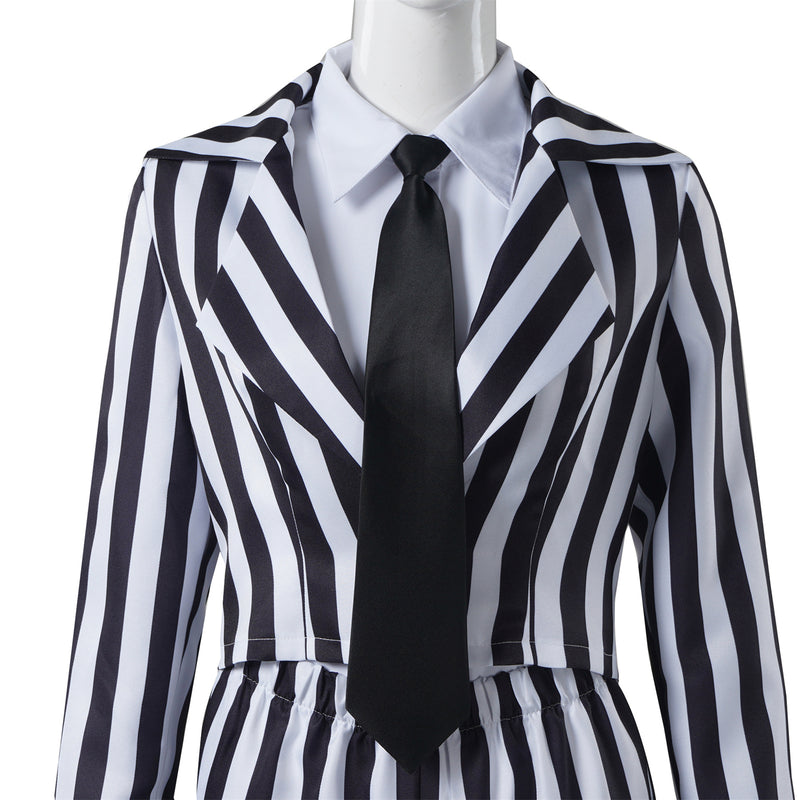 Beetlejuice Women Striped Suit Cosplay Costume Formal Attire