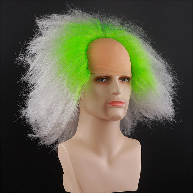 Beetlejuice Michael Keaton Cosplay Wig Male Green White Gradient Short Hair