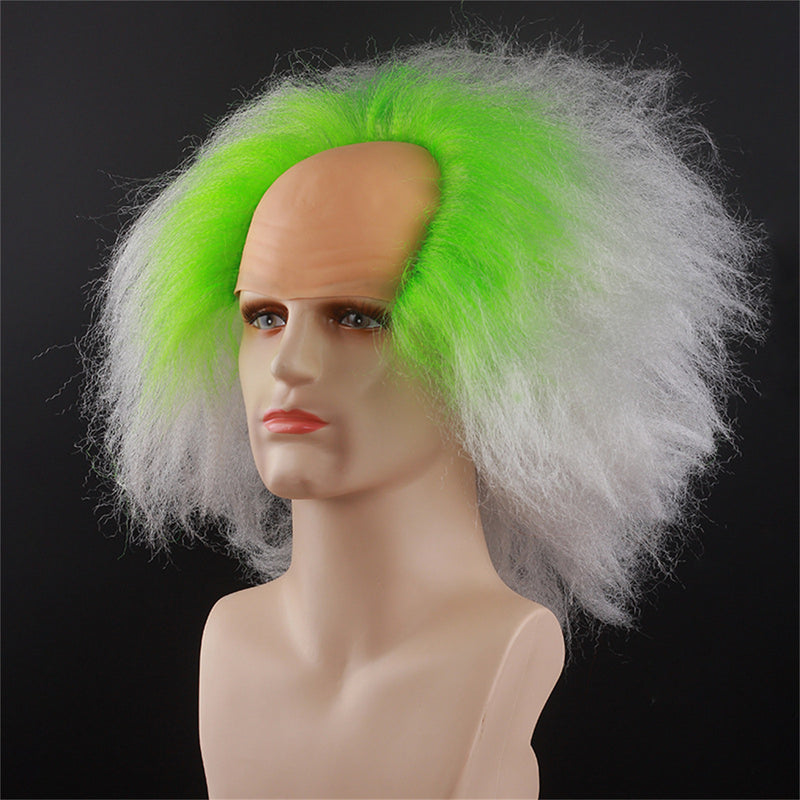 Beetlejuice Michael Keaton Cosplay Wig Male Green White Gradient Short Hair