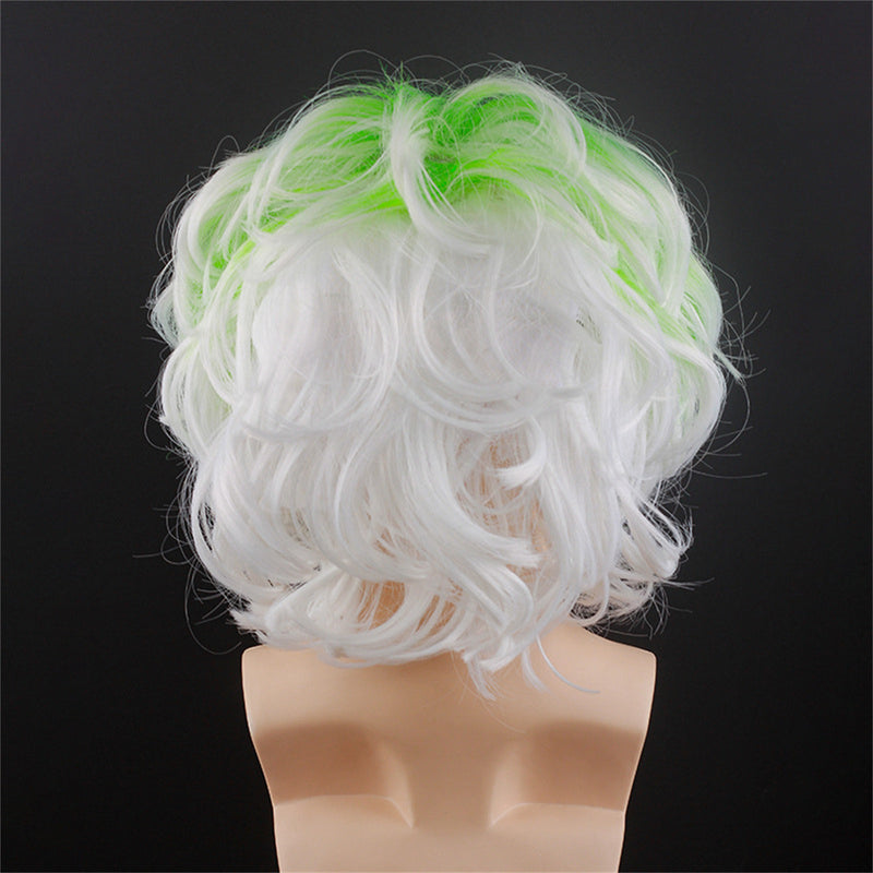 Beetlejuice Michael Keaton Cosplay Wig Male Green White Gradient Short Hair