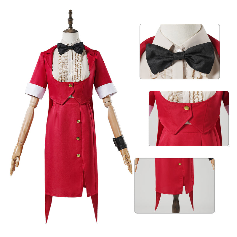 Beetlejuice Wedding Suit Female Cosplay Costume Red Dress Set