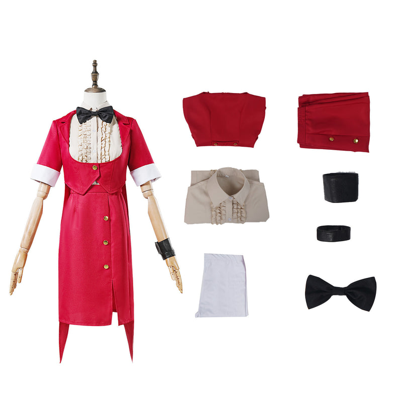 Beetlejuice Wedding Suit Female Cosplay Costume Red Dress Set