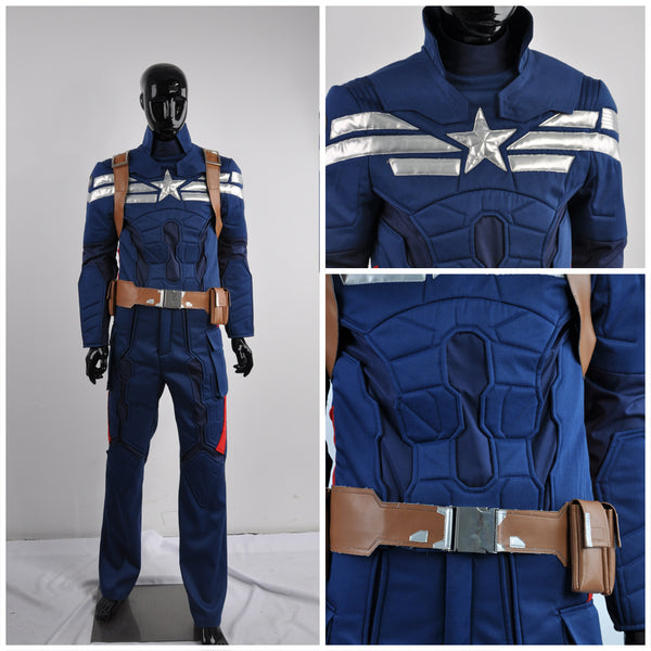 Captain America 2：The Winter Soldier Steve Rogers Cosplay Costume Blue Jacket Uniform