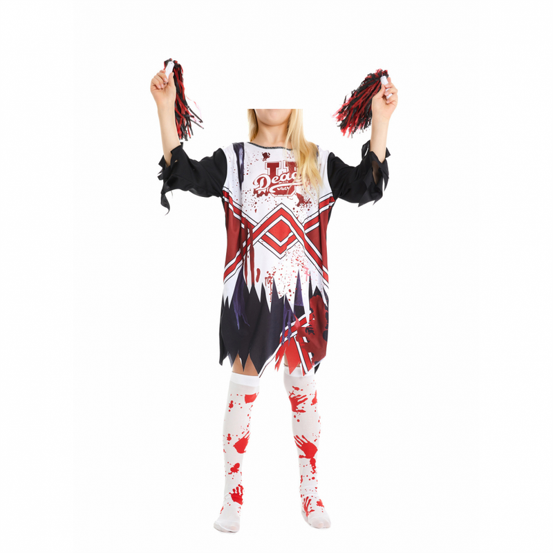 Girls Cheerleading Halloween Cosplay Costume Kids Scary Outfit Ghost Dress Accessories for Party