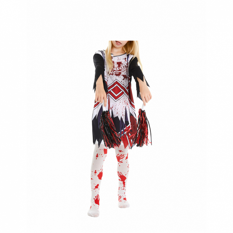 Girls Cheerleading Halloween Cosplay Costume Kids Scary Outfit Ghost Dress Accessories for Party