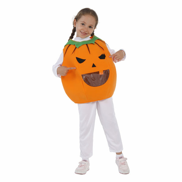 Child Girl Vegetable Pumpkin Vest Hat Jumpsuit Cosplay Costume