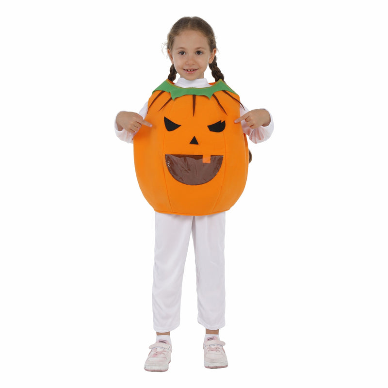 Child Girl Vegetable Pumpkin Vest Hat Jumpsuit Cosplay Costume