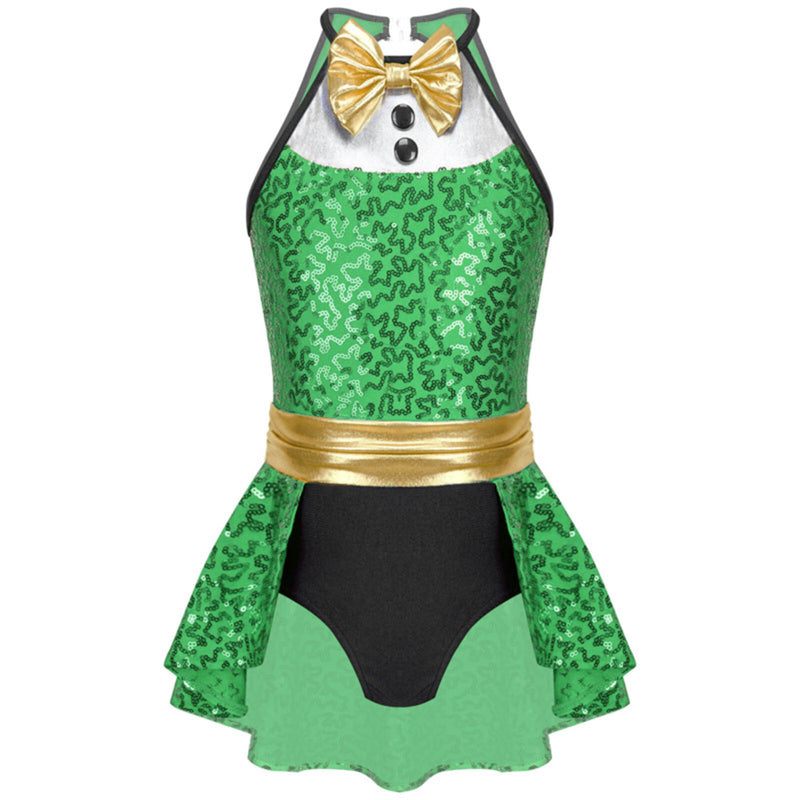 Christmas Cheerleading Cosplay Costumes Women Green Red Dress