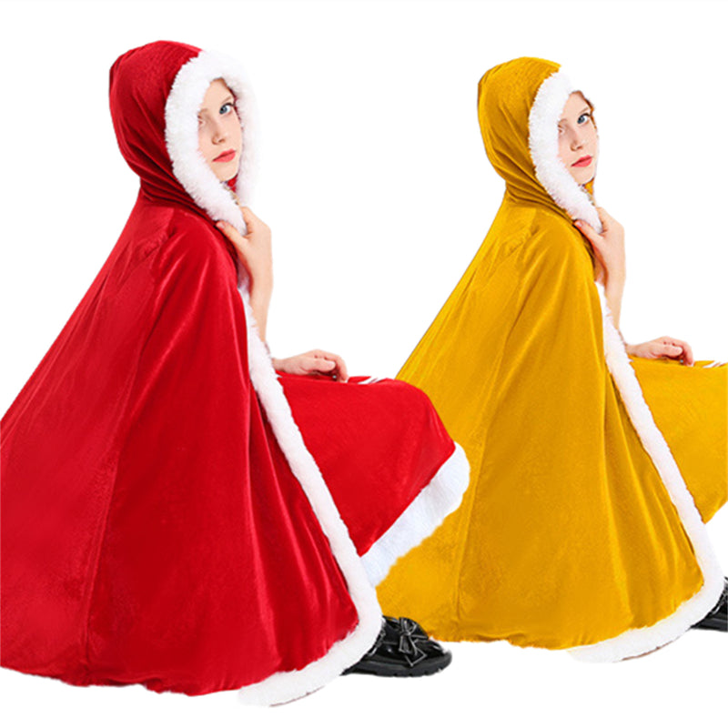 Christmas Clothing Child Girl Red Yellow Cloak Double Layered Cape