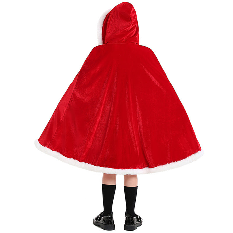 Christmas Clothing Child Girl Red Yellow Cloak Double Layered Cape