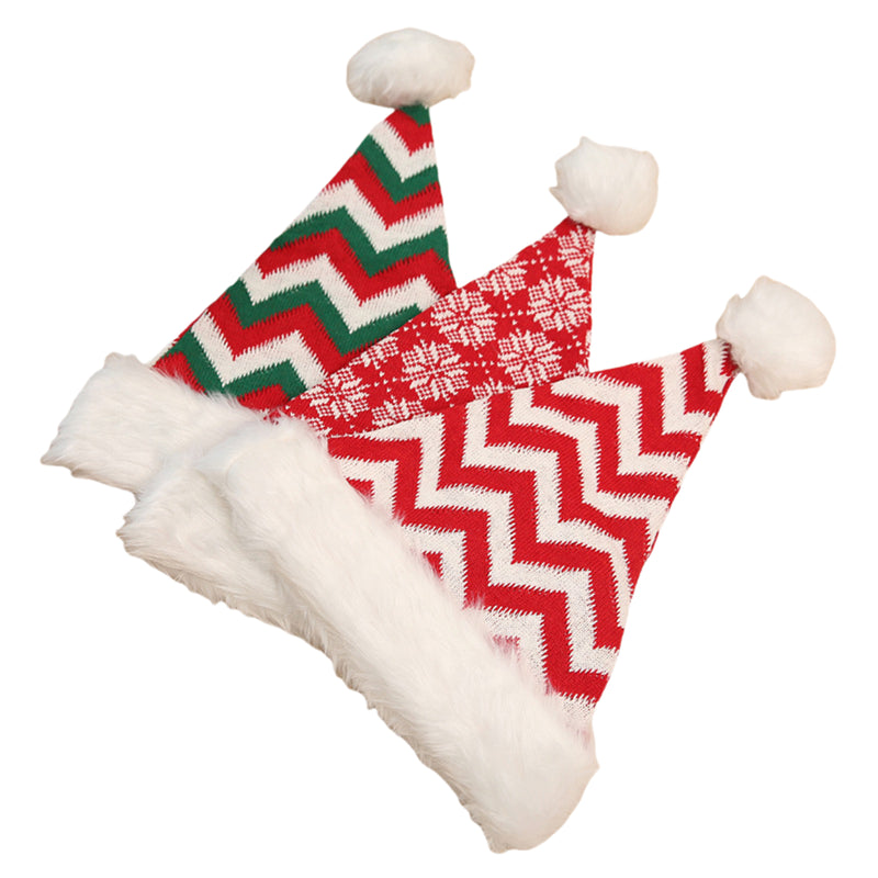 Christmas Decoration Winter Striped Snowflakes Knitted Hat Xmas Gift