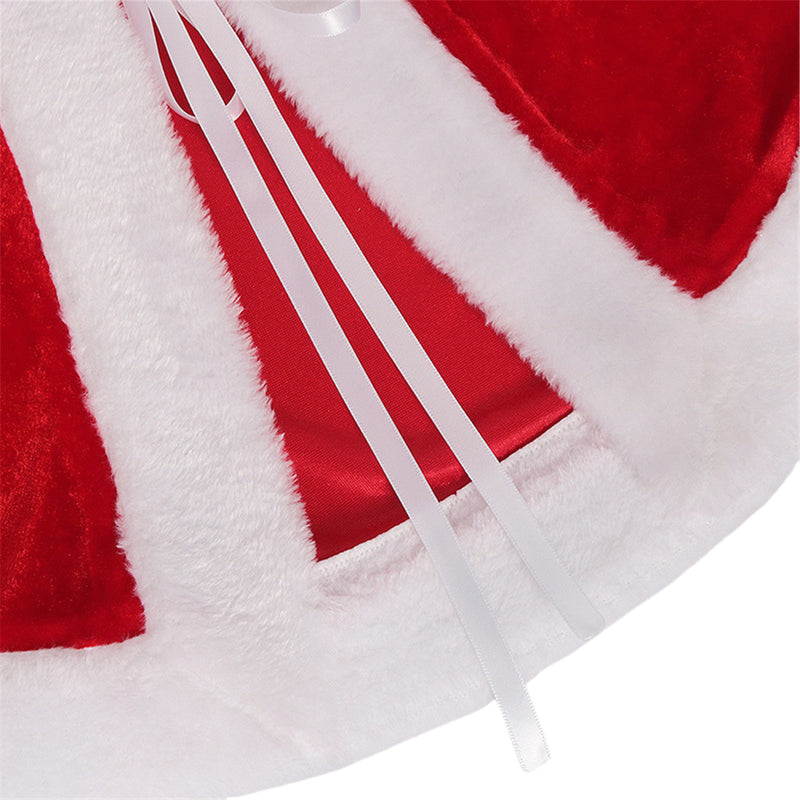 Christmas Party Event Women Cosplay Costume Red Dress Cloak Hat