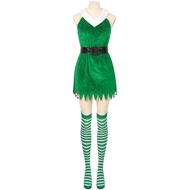 Christmas Party Halter Neck Tight Green Dress Women Cosplay Costume