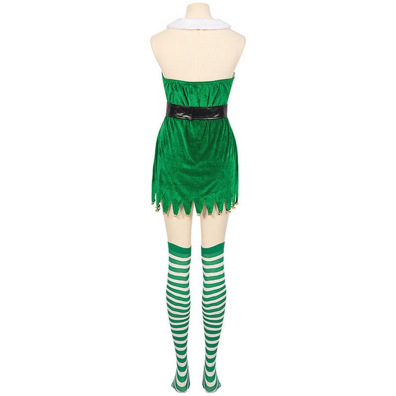 Christmas Party Halter Neck Tight Green Dress Women Cosplay Costume