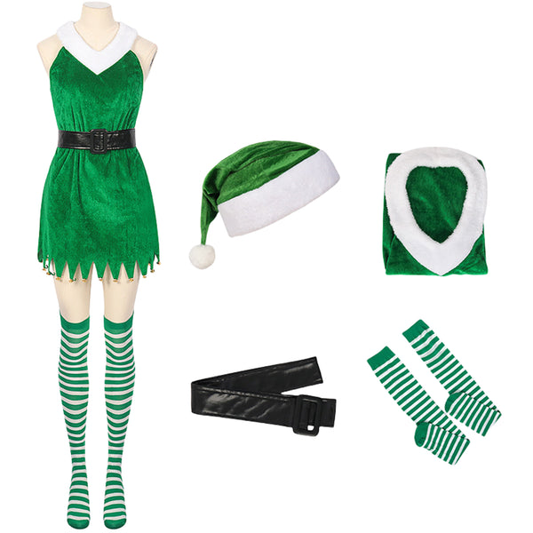 Christmas Party Halter Neck Tight Green Dress Women Cosplay Costume