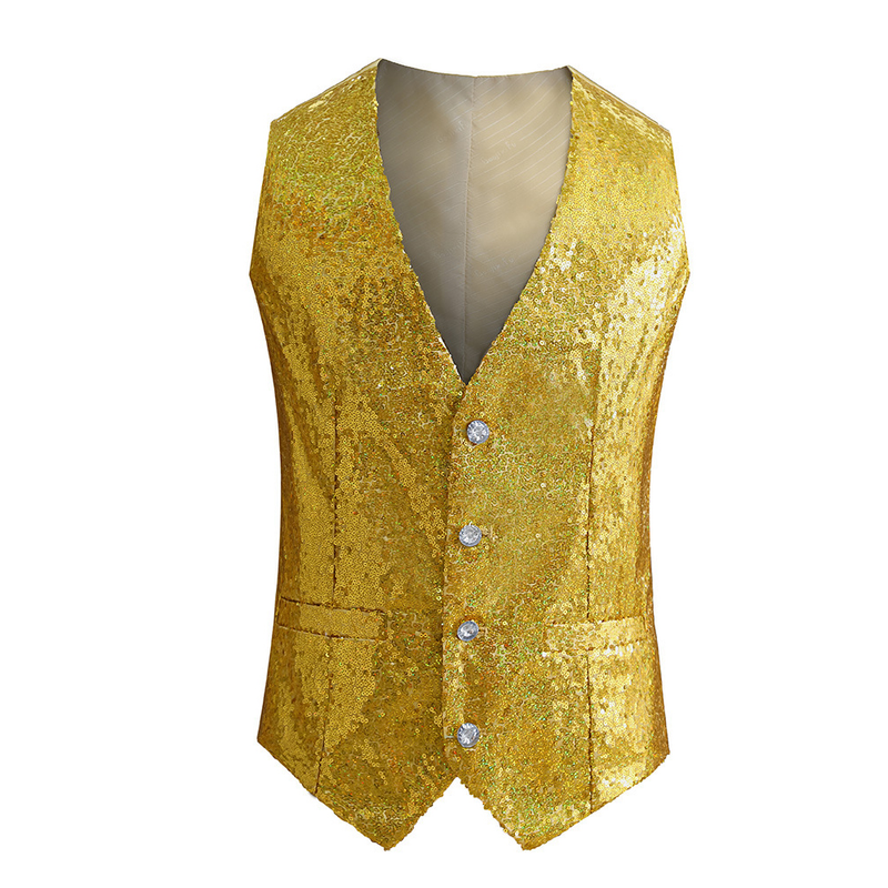 Christmas Party Sequin Vest V-neck Shiny Waistcoat for Wedding Events