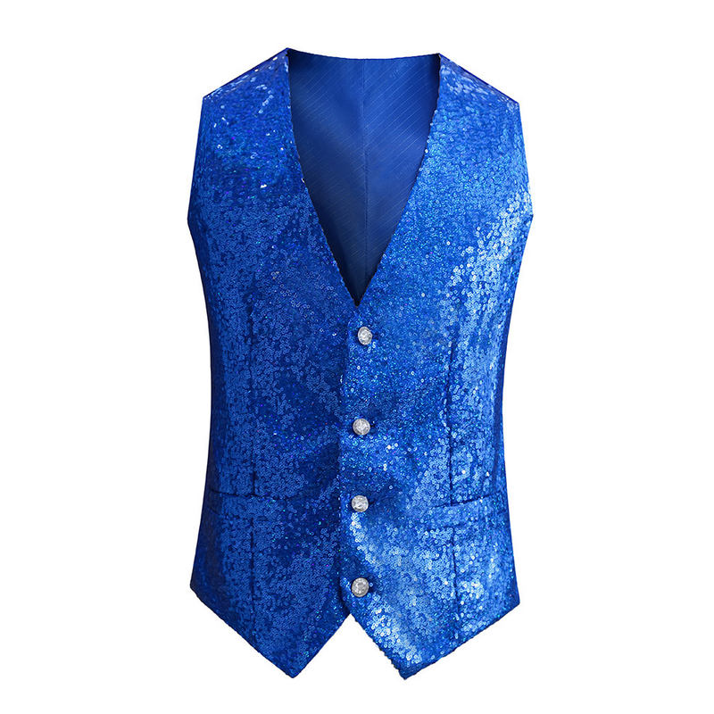 Christmas Party Sequin Vest V-neck Shiny Waistcoat for Wedding Events