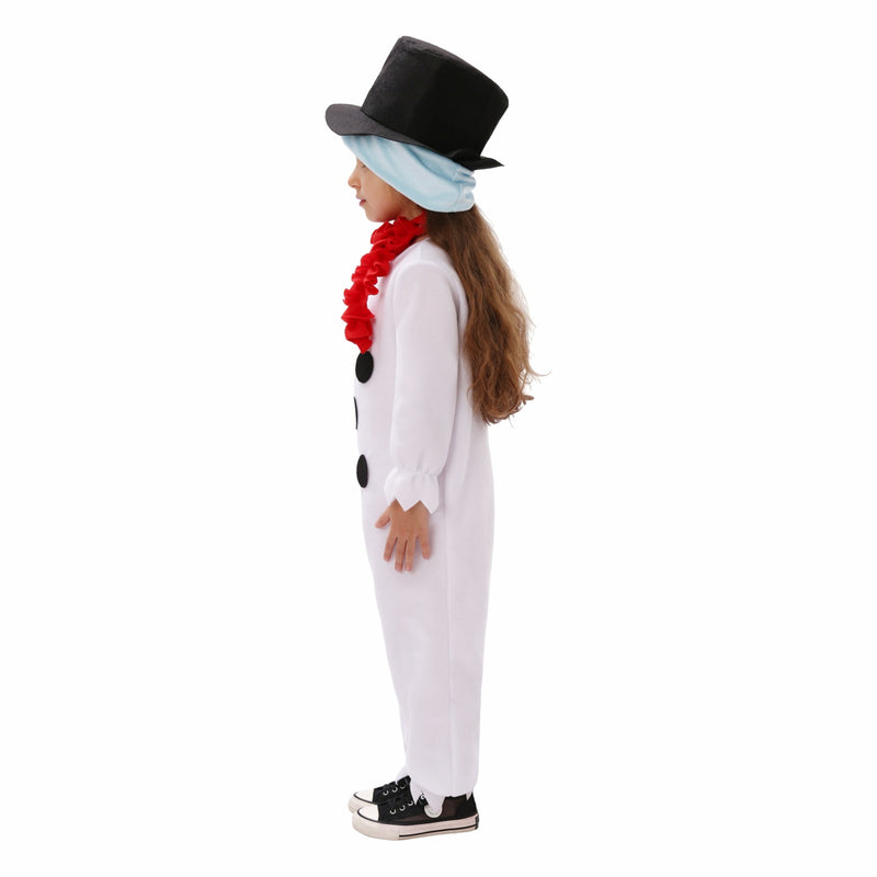 Christmas Snowman Cosplay Costume White Jumpsuit Scarf Hat