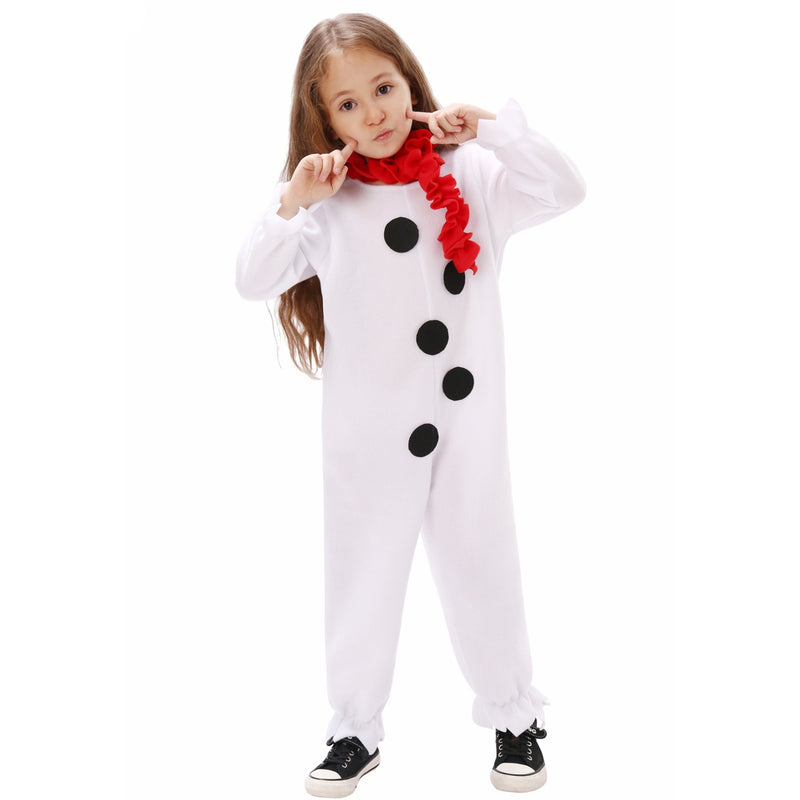 Christmas Snowman Cosplay Costume White Jumpsuit Scarf Hat