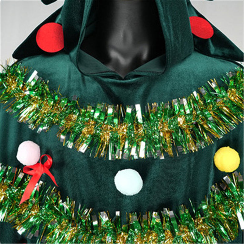 Christmas Tree Cosplay Hooded Dress Cloak Performance Costume