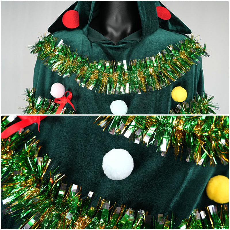 Christmas Tree Cosplay Hooded Dress Cloak Performance Costume