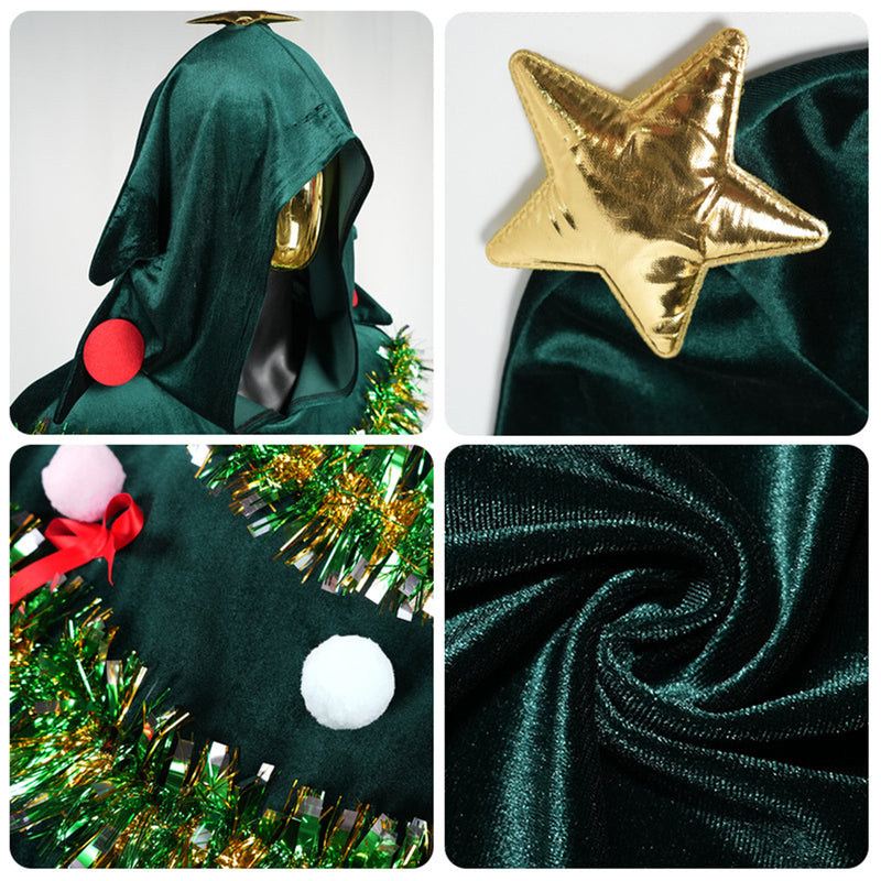 Christmas Tree Cosplay Hooded Dress Cloak Performance Costume