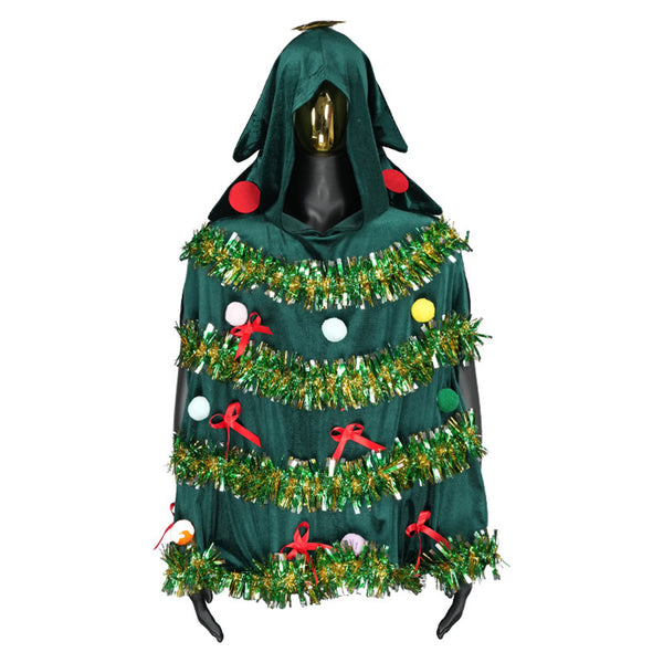 Christmas Tree Cosplay Hooded Dress Cloak Performance Costume