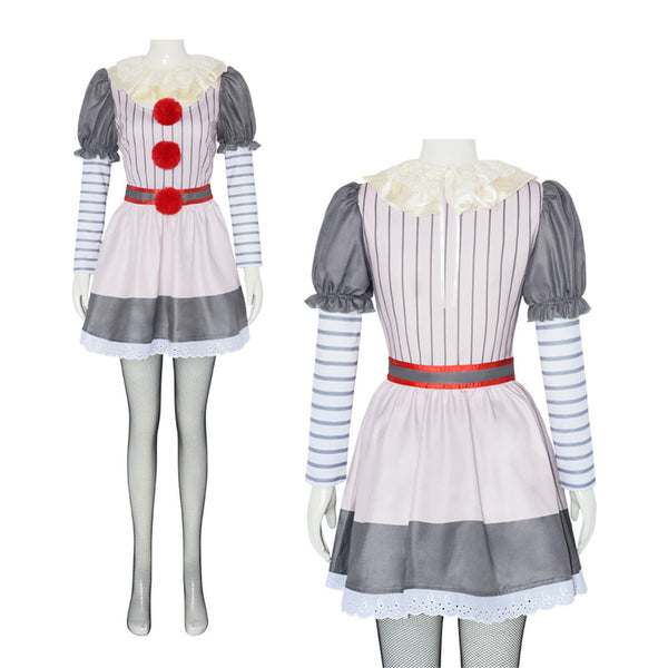 Circus Joker Clown Female Cosplay Puff Sleeve Mini Dress