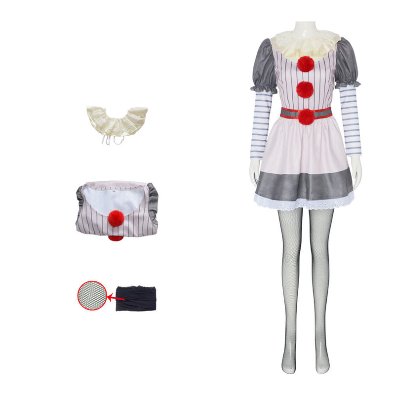 Circus Joker Clown Female Cosplay Puff Sleeve Mini Dress