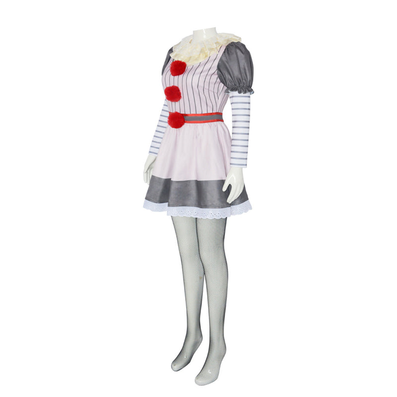 Circus Joker Clown Female Cosplay Puff Sleeve Mini Dress