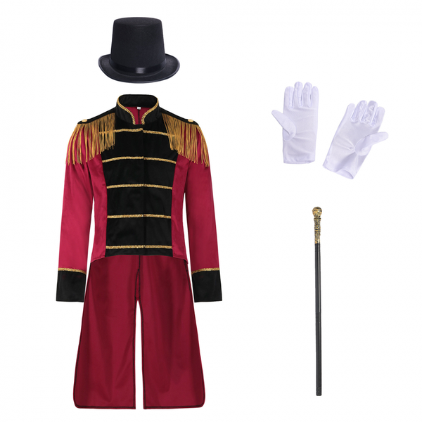 Circus Ringmaster Cosplay Lion Tamer Jacket  Tassels Tailcoat Hat