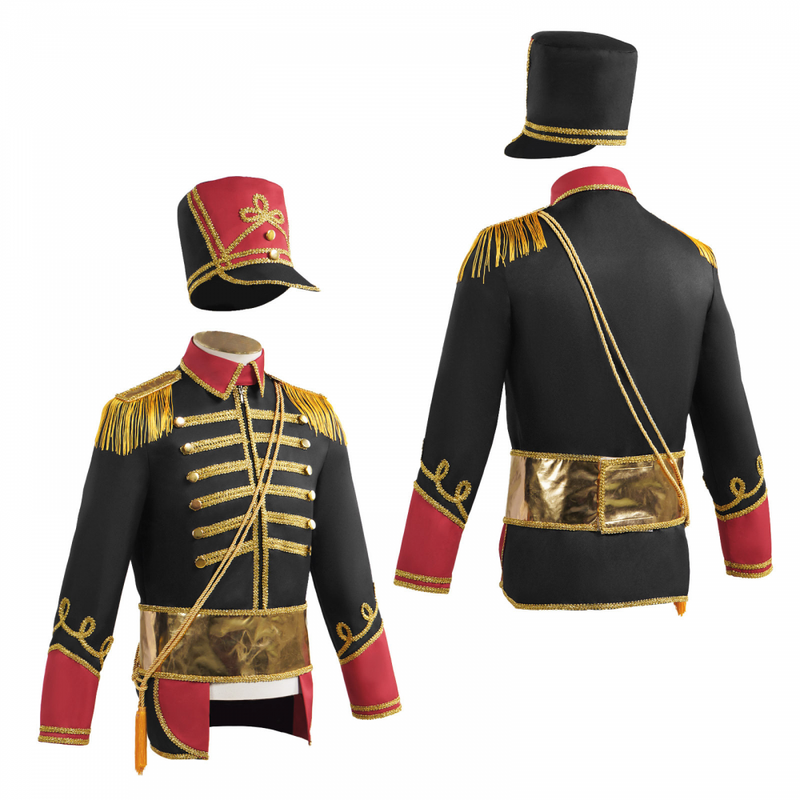 Circus Ringmaster Lion Tamer Cosplay Costume Black Uniform Set