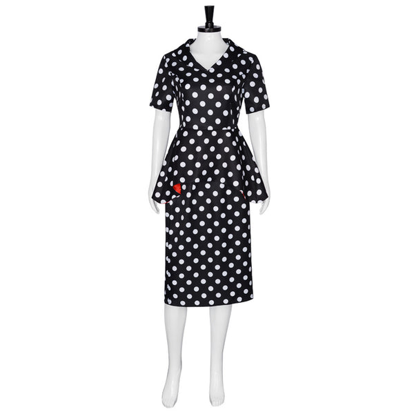 Coraline & the Secret Door Coraline's Mother Cosplay Costume Black Polka Dot Dress Halloween Clothing