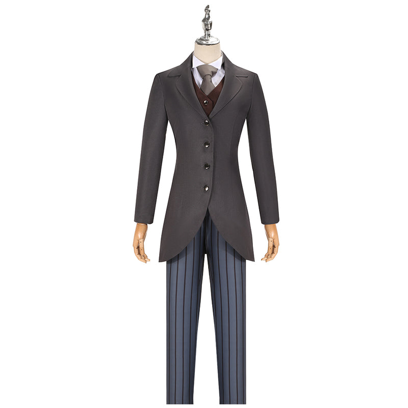 Corpse Bride Victor Van Dort Cosplay Costume Grey Suit Jacket Striped Trousers Halloween Full Uniform