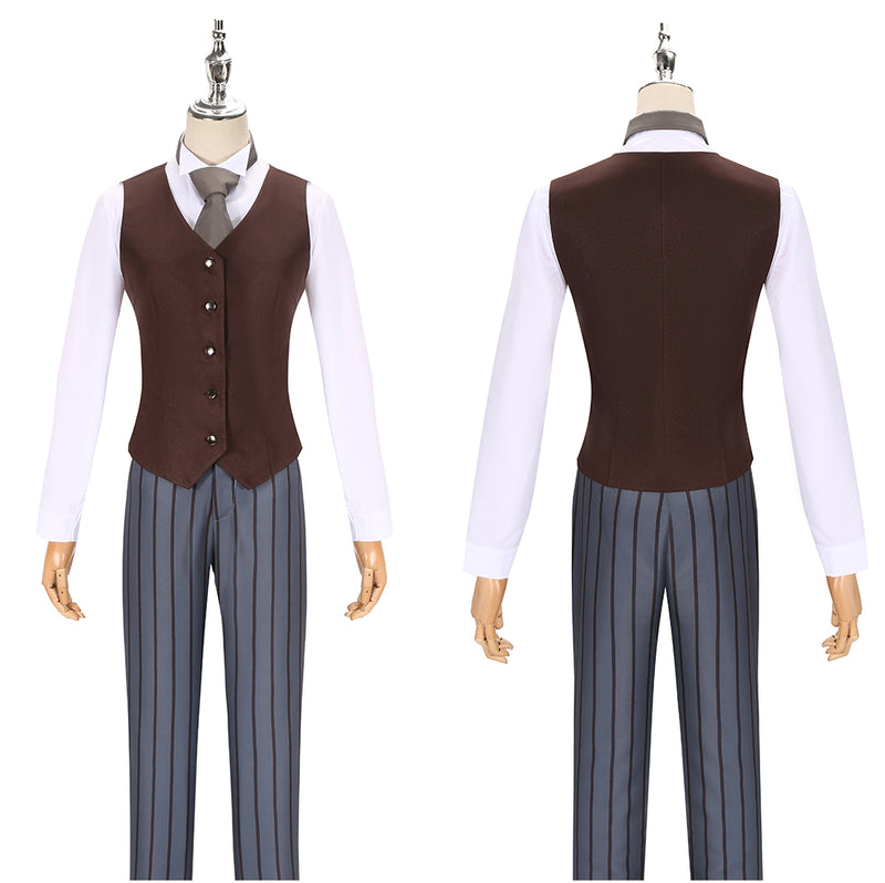 Corpse Bride Victor Van Dort Cosplay Costume Grey Suit Jacket Striped Trousers Halloween Full Uniform