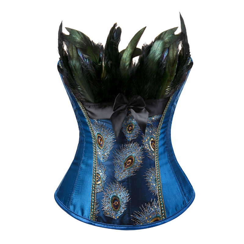 Corsets for Women Bustier Lingerie Peacock Feather Bodshaper Bodice