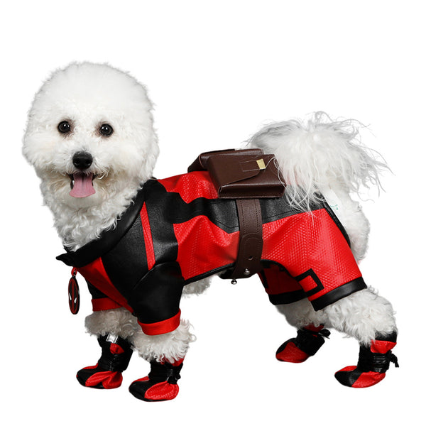 Deadpool & Wolverine Dogpool Cosplay Costume Dog Red Cute Leather Clothes