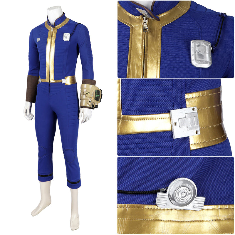 Fallout 4 No. 75 Sheltersuit Cosplay Costume Men Blue Team Uniform Jumpsuit