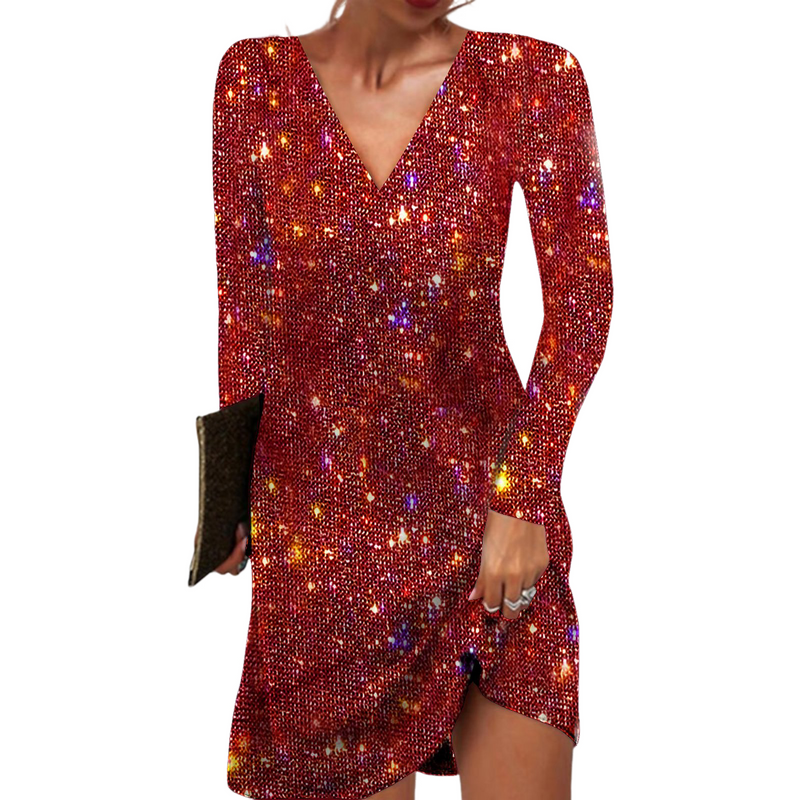 Fashion Elegant Backless Sexy Club Party Women Sequin Sparkly Dress