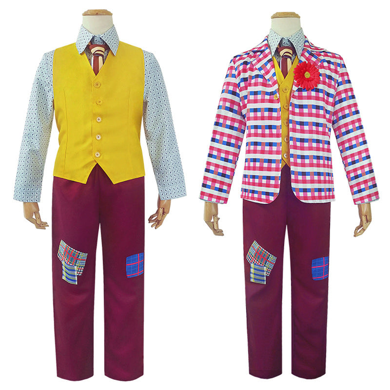 Film Joker Arthur Fleck Cosplay Costume Plaid Uniform Jacket Patched Pants