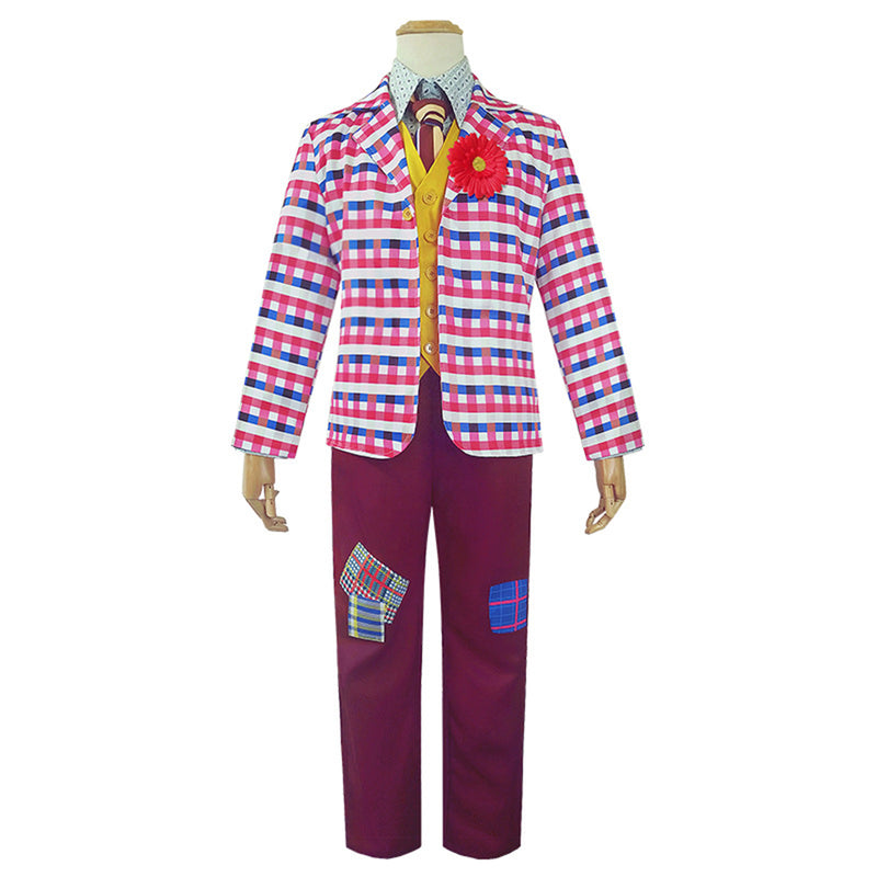 Film Joker Arthur Fleck Cosplay Costume Plaid Uniform Jacket Patched Pants