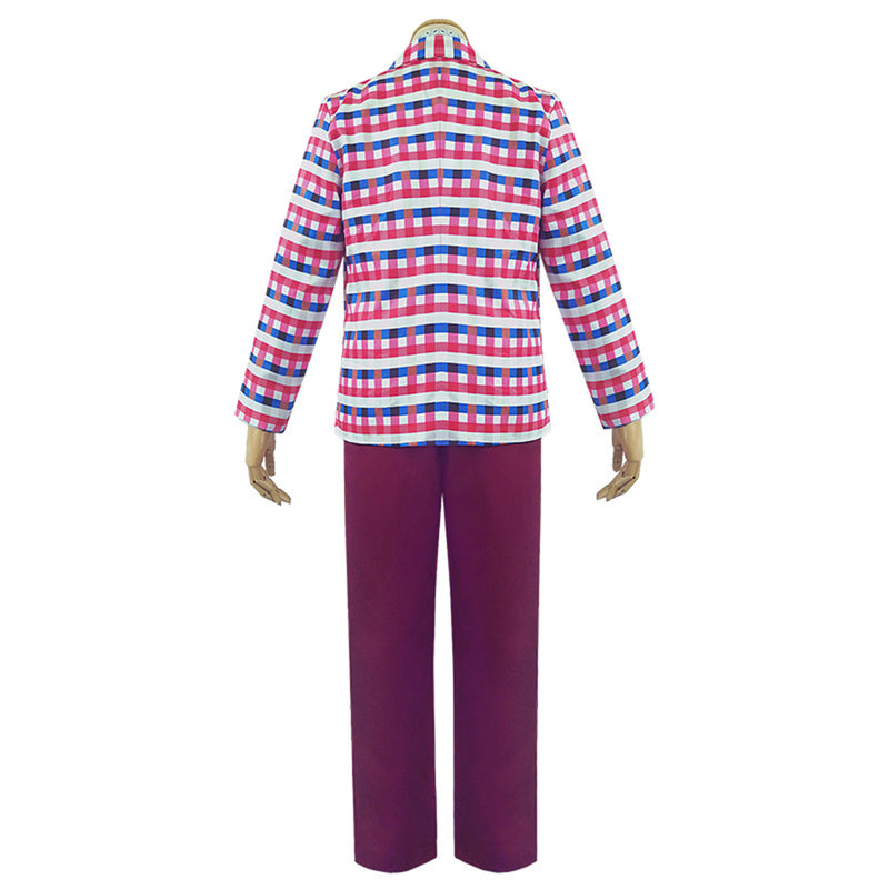 Film Joker Arthur Fleck Cosplay Costume Plaid Uniform Jacket Patched Pants