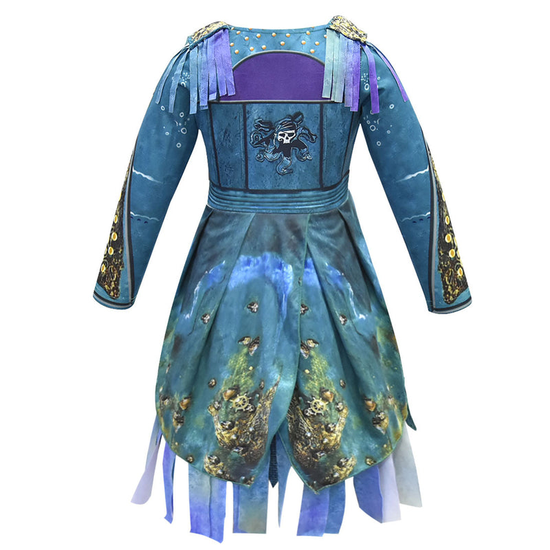 Film Descendants Evie Kids Cosplay Costume Gradient Blue Dress