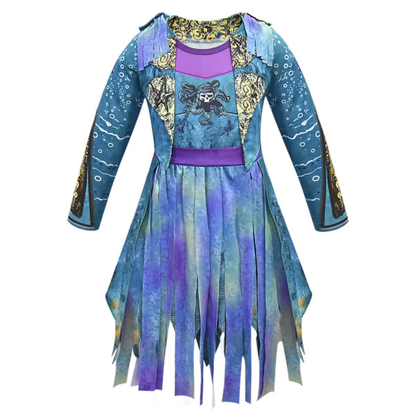 Film Descendants Evie Kids Cosplay Costume Gradient Blue Dress