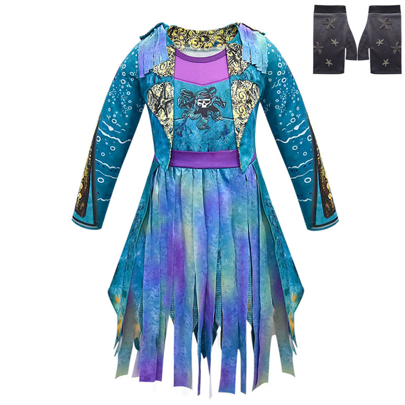 Film Descendants Evie Kids Cosplay Costume Gradient Blue Dress