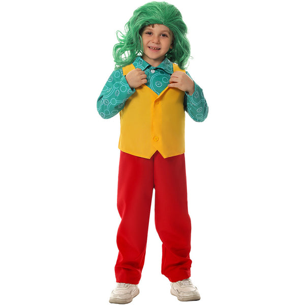 Film Joker Arthur Fleck Cosplay Costume Kid Boys Uniform Green Wig