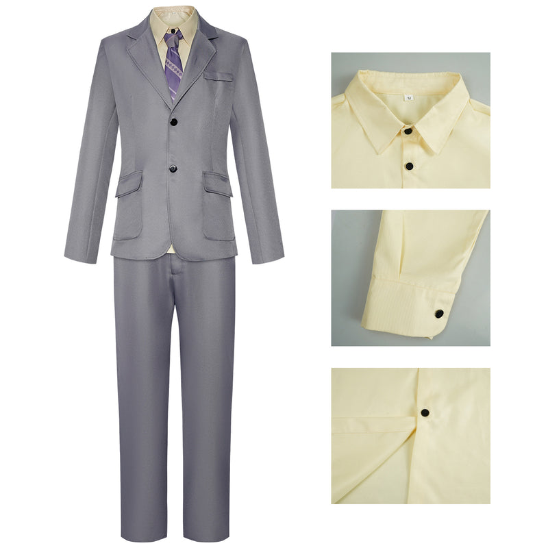 Film Joker Arthur Fleck Cosplay Costume Men Grey Jacket Pants Tie