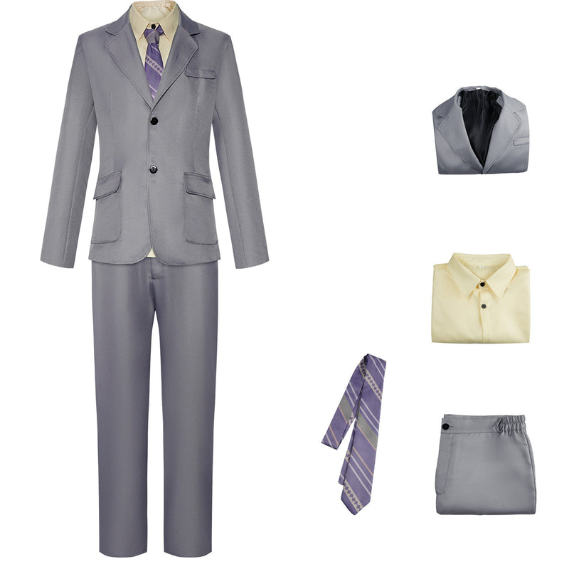 Film Joker Arthur Fleck Cosplay Costume Men Grey Jacket Pants Tie