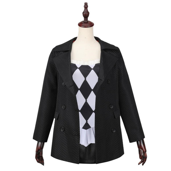 Film Joker Harley Quinn Cosplay Costume Jacket Plaid Camisole Skirt